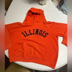 60s  vintage Illinois hoodie MJ soffe Orange adult Large
